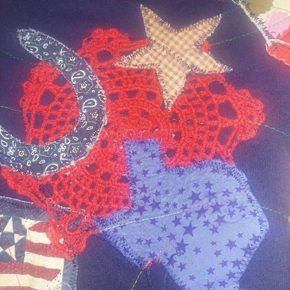 Vintage Hanes Handmade Patchwork Open Front Cardigan Size Large See Measurements - Picture 5 of 15